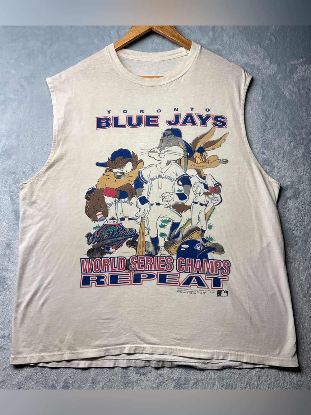 Vintage 1993 Blue Jays Looney Tunes World Series Champs Repeat Tank Top Size XL